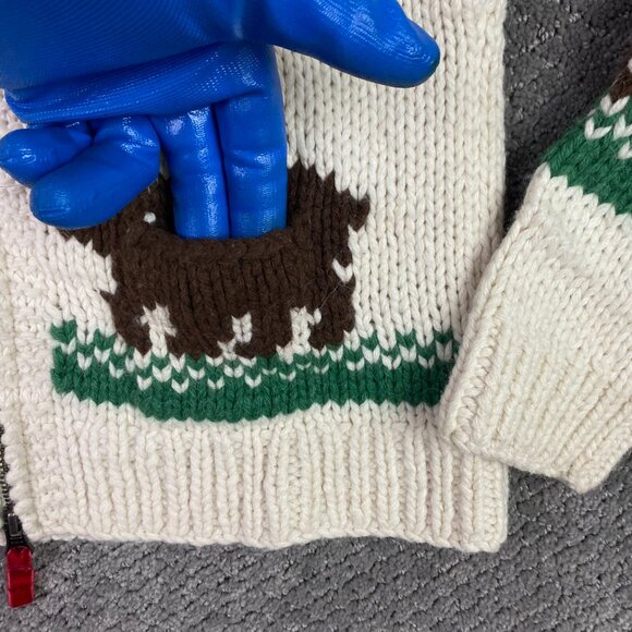 American Eagle Handknit Sweater Women's Large Alpaca Blend Bear Tree Fair Isle - Picture 8 of 14